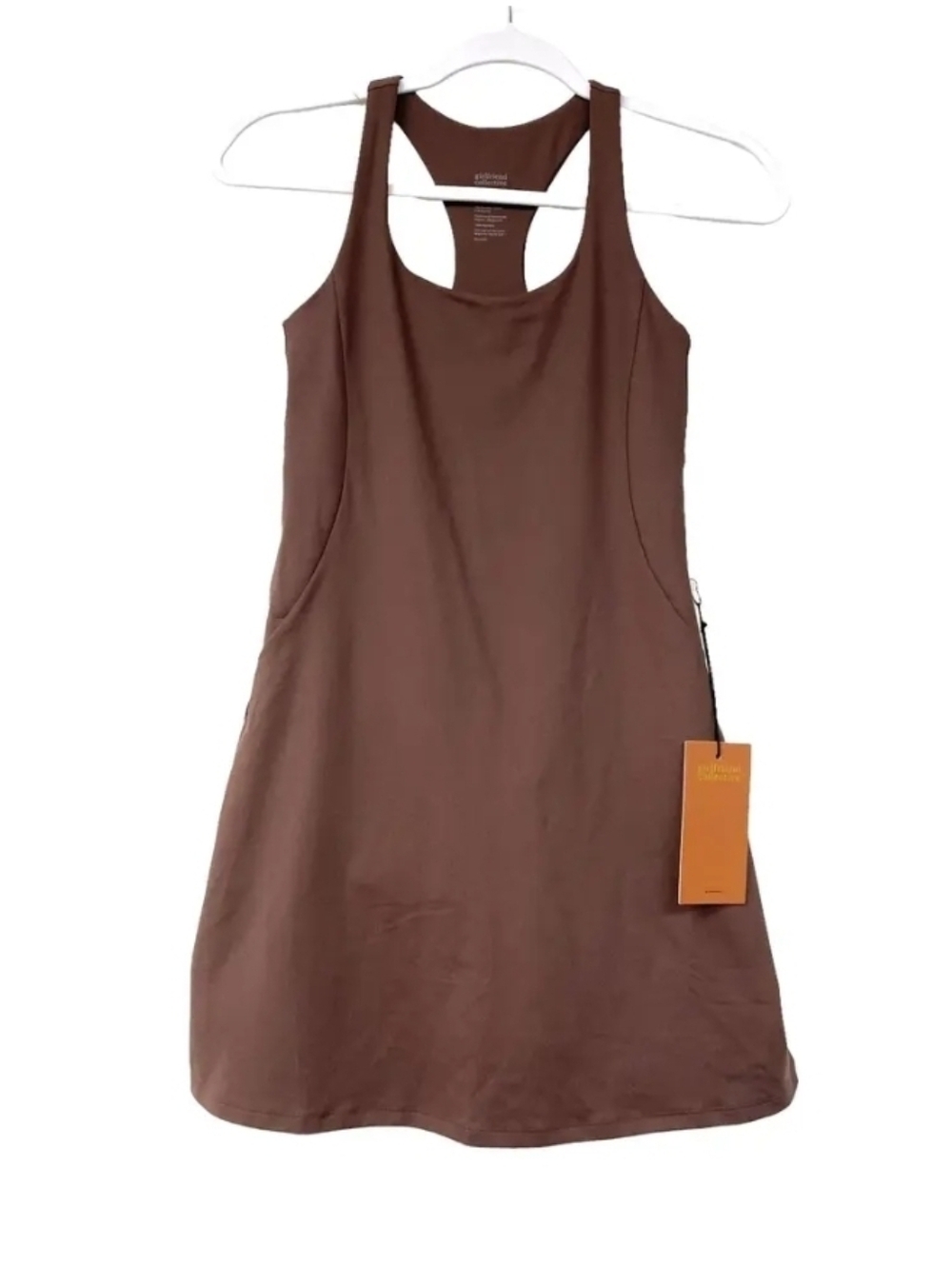 NWT/ Girlfriend Collectiv Brown Paloma Racerback Dress( Shorts Under)